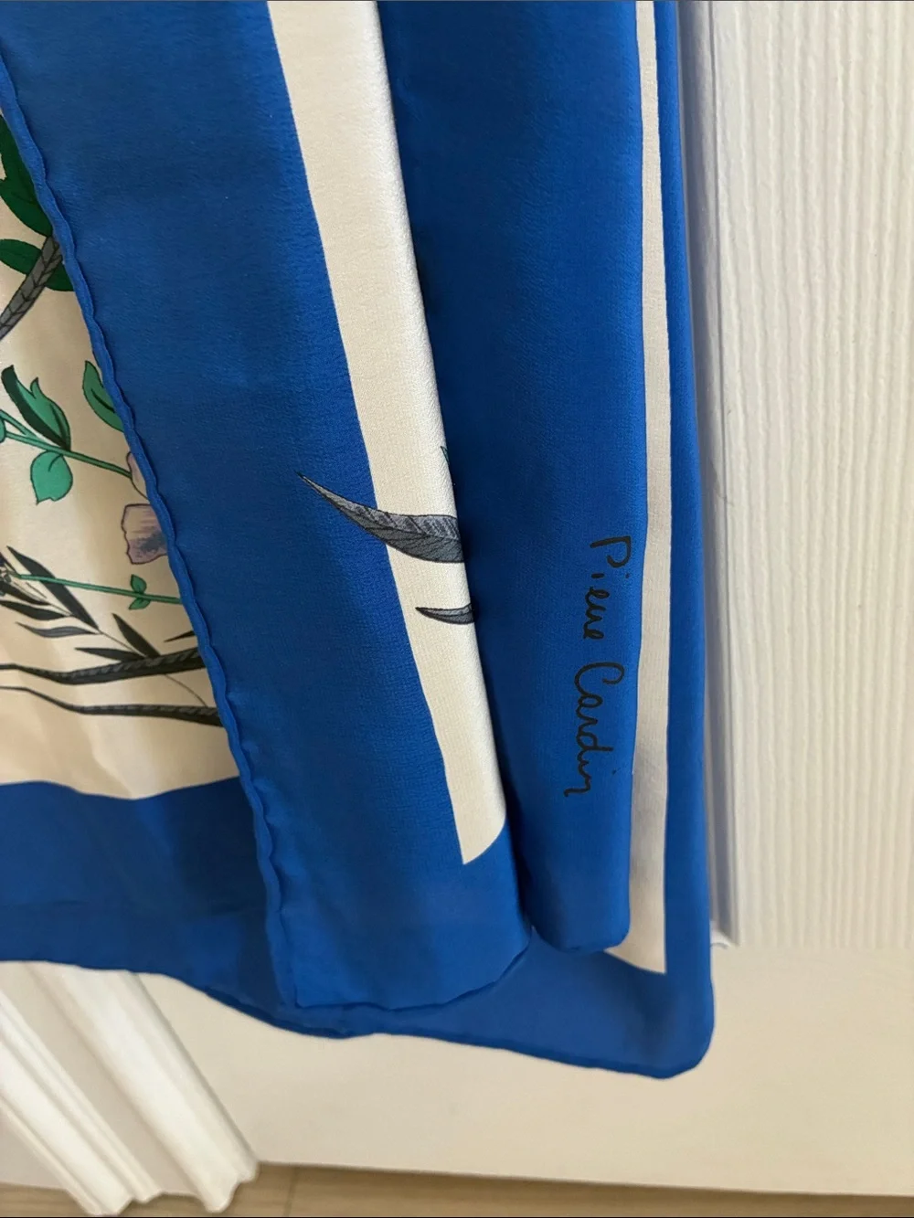 Pierre Cardin Floral Scarf with Blue Border